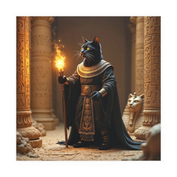 Silk Poster - Black Cat Sorcerer in Egyptian Tomb with Ankh and Sphinx - Image 4