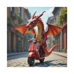 Whimsical Dragon Art Canvas Print, Fantasy Wall Decor, Vibrant Dragon Artwork, Unique Gift for Art Lovers, Fun Home Decoration