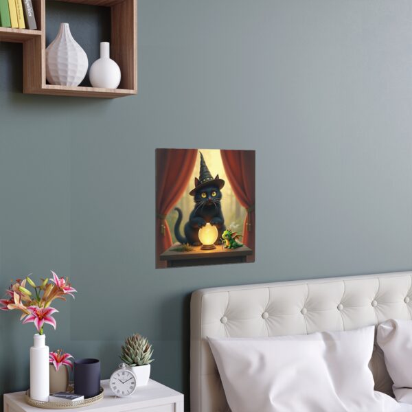 Magical Cat Silk Poster, Whimsical Wall Art, Home Decor, Cat Lover Gift, Spooky Halloween Decoration, Fantasy Illustration - Image 2