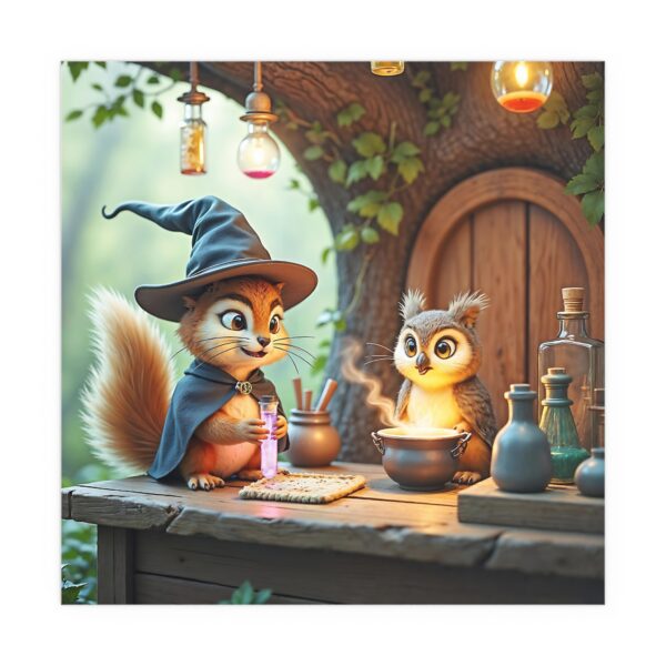 Silk Poster - Owl and Squirrel Alchemy Scene - Image 4