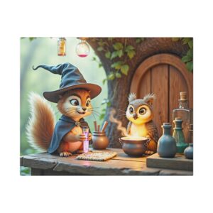 Canvas Wall Art - Scholarly Owl and Squirrel Potion Seller