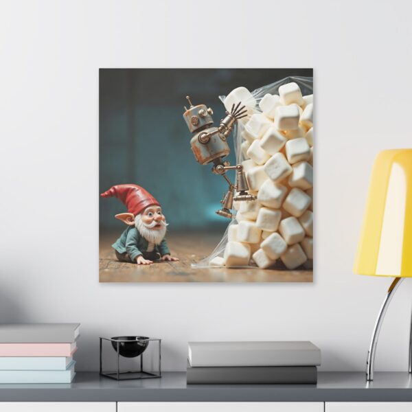 Whimsical Gnome Canvas Art - Fantasy Home Decor, Unique Gift for Gnome Lovers, Nursery Wall Decor, Robot & Gnome Artwork - Image 15