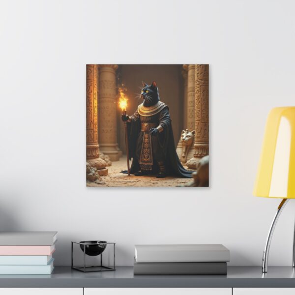 Canvas Print - Black Cat Sorcerer in Ancient Egyptian Tomb with Ankh and Hieroglyphs - Image 11
