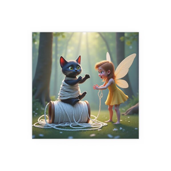 Whimsical Silk Posters, Enchanting Fairy Art for Home Decor, Playful Kid's Room, Gift for Cat Lovers, Unique Wall Art