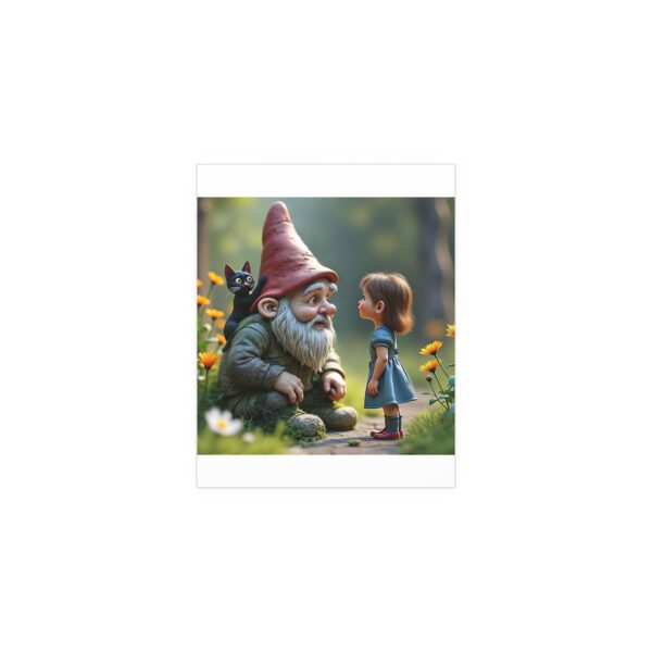 Charming Silk Poster: Whimsical Garden Gnome and Girl Artwork, Wall Decor, Kids' Room Decor, Gift for Nature Lovers, Fantasy Art - Image 7
