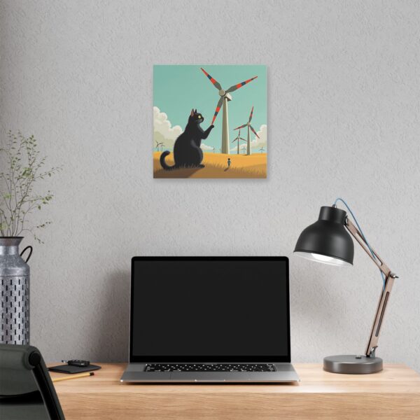 Whimsical Cat Canvas Art, Black Cat Wall Decor, Animal Lover Gift, Home Decor, Funny Cat Art, Gift for Cat Owners, Landscape Print - Image 8