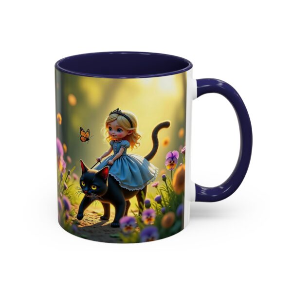 Charming Cat & Girl Coffee Mug, Floral Mug, Cat Lover Gift, Alice in Wonderland Theme, Unique Kitchen Decor, Cute Drinkware - Image 6