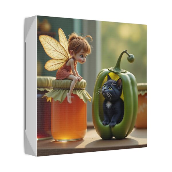 Whimsical Fairy and Cat Canvas Art, Magical Wall Decor, Enchanted Home Decor, Gift for Cat Lovers, Child's Room Decoration - Image 6