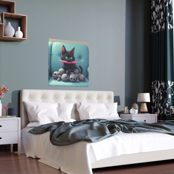Whimsical Cat Silk Poster, Wall Art, Home Decor, Cat Lovers Gift, Playful Art for Living Room, Cat-Themed Decor - Image 5