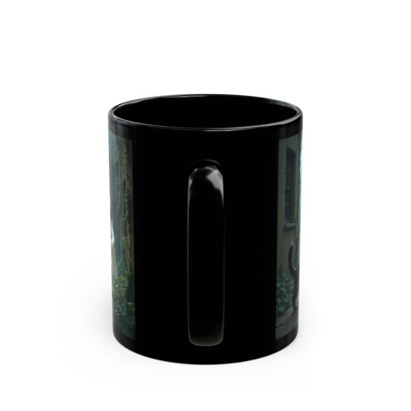 Spooky Vibes Black Mug - Perfect for Halloween, Coffee Lovers, Cozy Nights, Gift for Cat Lovers, Haunted House Theme - Image 4