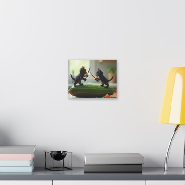 Whimsical Cat Duel Canvas Art, Fun Home Decor, Unique Gift, Animal Lovers Wall Art, Playful Kitten Art - Image 3