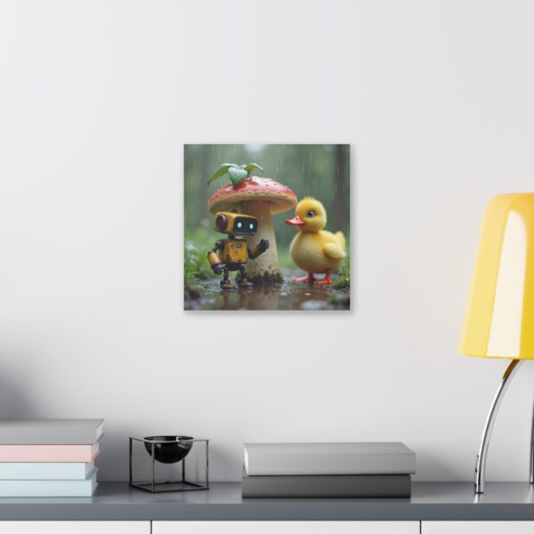 Whimsical Robot and Duck Canvas Art Print, Nursery Wall Decor, Playroom Artwork, Kids Room Decoration, Cute Nature Theme - Image 7