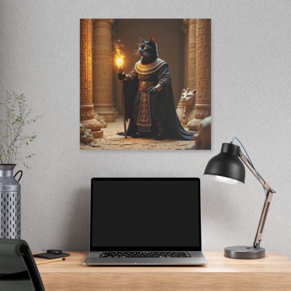 Canvas Print - Black Cat Sorcerer in Ancient Egyptian Tomb with Ankh and Hieroglyphs - Image 16