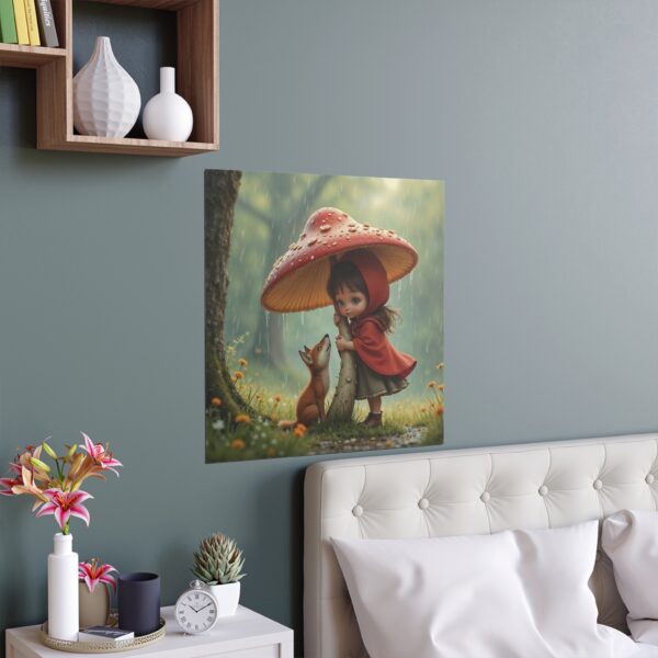 Whimsical Silk Poster Featuring Girl and Fox, Wall Art, Home Decor, Kid's Room, Gift, Nature, Fairy Tale - Image 8