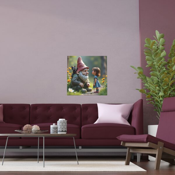 Charming Silk Poster: Whimsical Garden Gnome and Girl Artwork, Wall Decor, Kids' Room Decor, Gift for Nature Lovers, Fantasy Art - Image 12