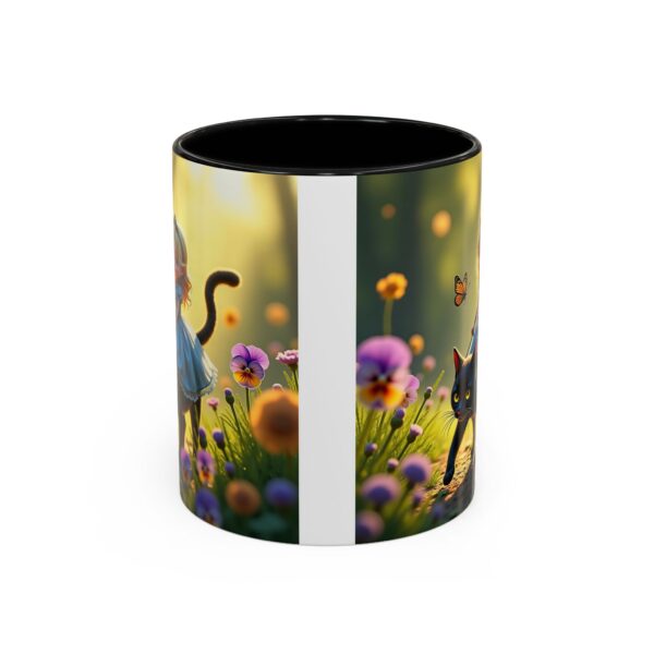 Charming Cat & Girl Coffee Mug, Floral Mug, Cat Lover Gift, Alice in Wonderland Theme, Unique Kitchen Decor, Cute Drinkware - Image 2