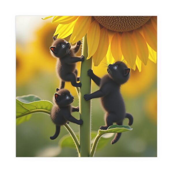 Playful Cat Silk Poster – Whimsical Home Decor, Cute Cat Art, Sunflower Wall Art, Gift for Cat Lovers, Indoor/Outdoor Decor - Image 4