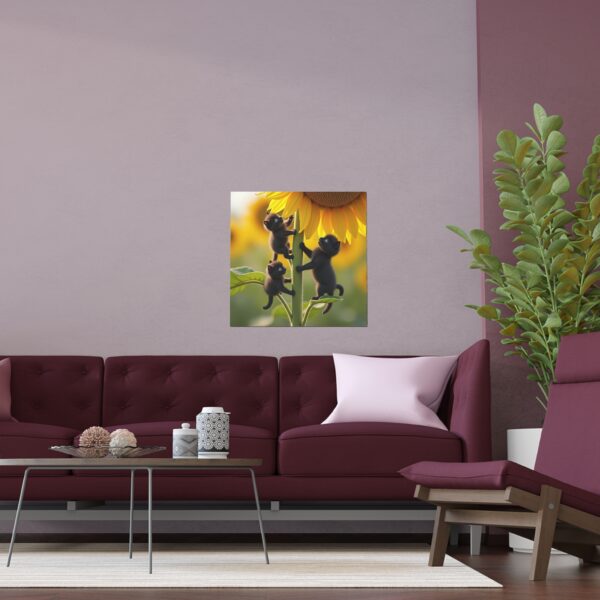 Playful Cat Silk Poster – Whimsical Home Decor, Cute Cat Art, Sunflower Wall Art, Gift for Cat Lovers, Indoor/Outdoor Decor - Image 9