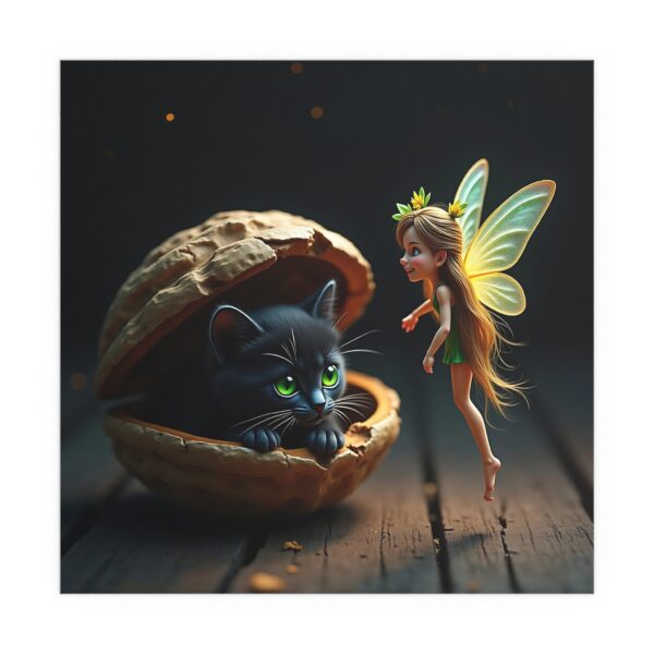 Whimsical Silk Prints, Fantasy Art Poster, Fairy and Cat Decor, Indoor/Outdoor Wall Art, Magical Home Decoration - Image 4