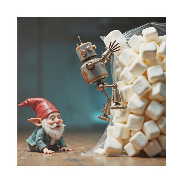 Whimsical Gnome Canvas Art - Fantasy Home Decor, Unique Gift for Gnome Lovers, Nursery Wall Decor, Robot & Gnome Artwork - Image 5