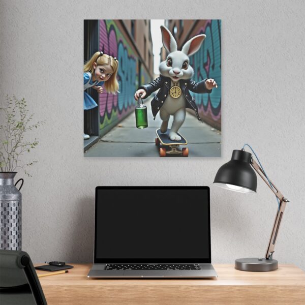 Canvas Art Print - Alice in Wonderland Street Skateboard Scene - Image 16
