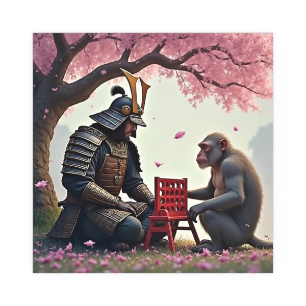 Samurai and Monkey Silk Poster, Unique Wall Art, Home Decor, Nature Lovers Gift, Japanese Aesthetic, Kids Room Decoration - Image 7