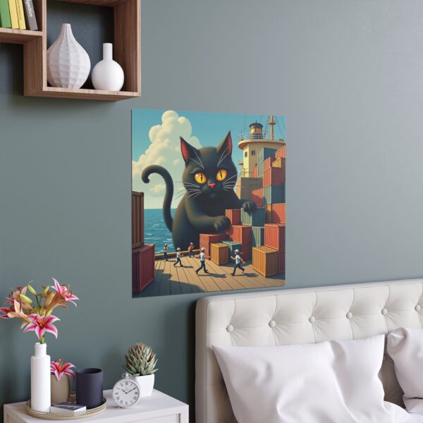 Whimsical Cat Silk Poster | Indoor Wall Art, Unique Home Decor, Gift for Cat Lovers, Playful Artwork, Apartment Decoration - Image 8