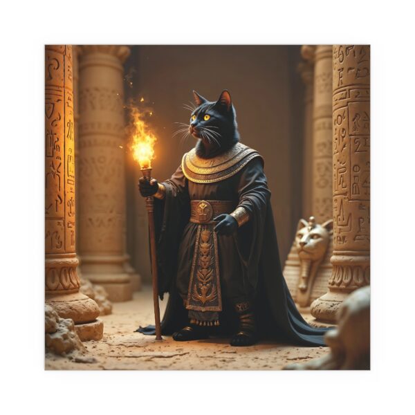 Silk Poster - Black Cat Sorcerer in Egyptian Tomb with Ankh and Sphinx - Image 7