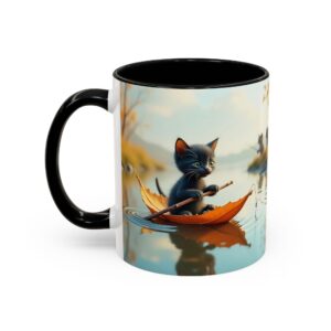 Whimsical Cat Coffee Mug - Black Accent, Perfect for Cat Lovers, Fall Decor, Cute Gift for Her, Cozy Mornings