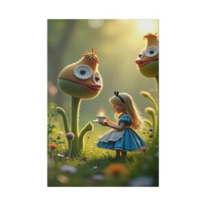 Canvas Wall Art - Alice in Wonderland Tea Party with Enormous Flowers