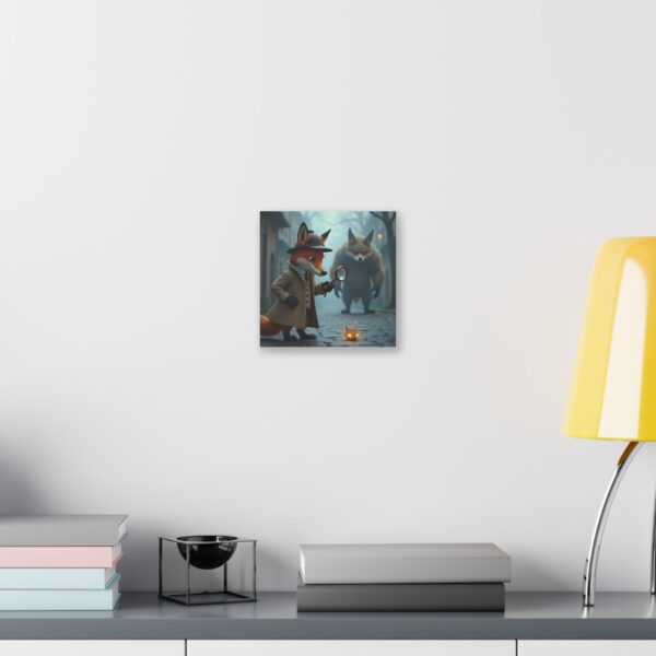 Whimsical Animal Canvas Art Print, Fox Detective Illustration, Nursery Decor, Kids Room Wall Art, Unique Gift for Animal Lovers - Image 3