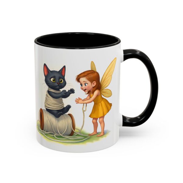 Whimsical Fairy and Cat Coffee Mug, Cute Cat Mug, Gift for Cat Lovers, Fairy Tale Mug, Fantasy Lover's Drinkware - Image 3