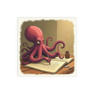 Whimsical Octopus Silk Poster, Ocean Decor, Playful Art Print, Unique Wall Art, Gift for Home Decor Lovers, Sea Creature Art