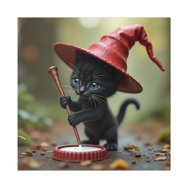Whimsical Cat Witch Canvas Art Print, Spooky Decor for Halloween, Cute Cat Artwork, Gift for Cat Lovers, Enchanted Home Decor - Image 5