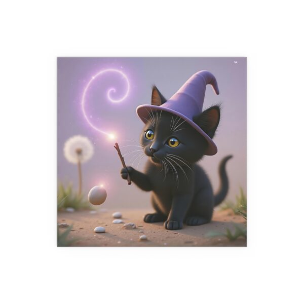 Whimsical Cat Silk Poster, Magical Wall Decor, Cute Kid's Room Art, Unique Gift for Cat Lovers, Enchanted Decor