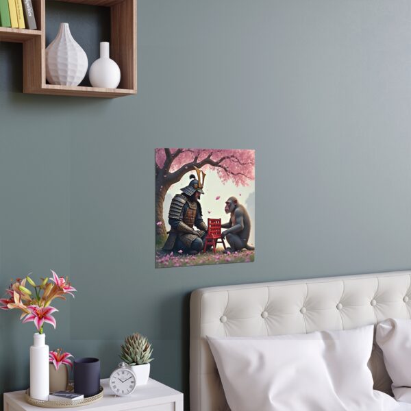 Samurai and Monkey Silk Poster, Unique Wall Art, Home Decor, Nature Lovers Gift, Japanese Aesthetic, Kids Room Decoration - Image 2