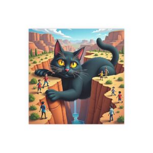 Whimsical Cat Silk Poster, Colorful Wall Art for Cat Lovers, Chic Home Decor, Unique Gift for Birthdays, Funky Room Decoration