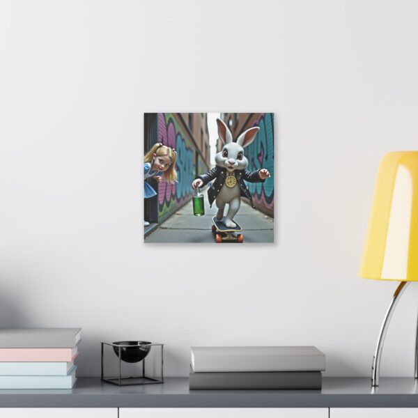 Canvas Art Print - Alice in Wonderland Street Skateboard Scene - Image 7