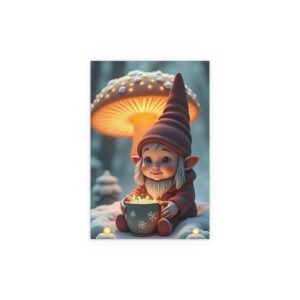 Whimsical Gnome Silk Poster for Cozy Decor, Nursery Wall Art, Holiday Gift, Seasonal Festivals, Home Aesthetic