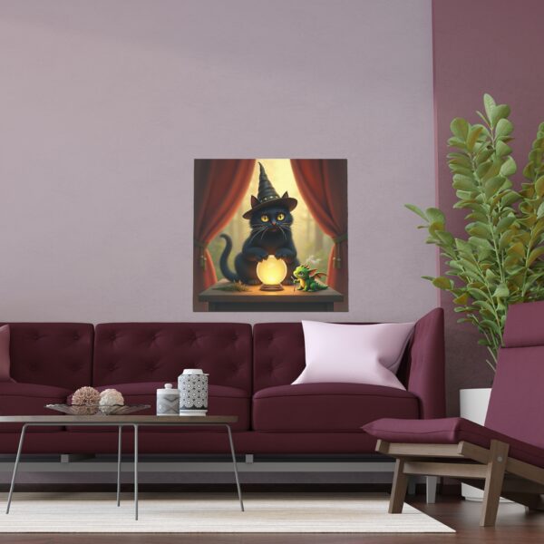Magical Cat Silk Poster, Whimsical Wall Art, Home Decor, Cat Lover Gift, Spooky Halloween Decoration, Fantasy Illustration - Image 6