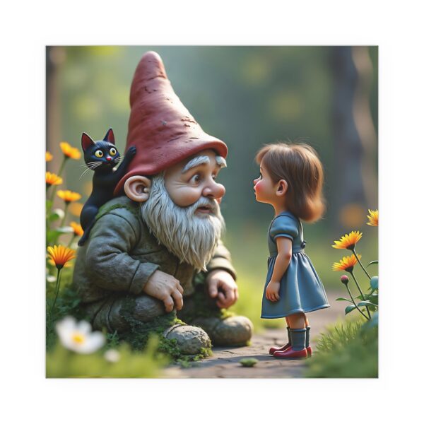 Charming Silk Poster: Whimsical Garden Gnome and Girl Artwork, Wall Decor, Kids' Room Decor, Gift for Nature Lovers, Fantasy Art - Image 10