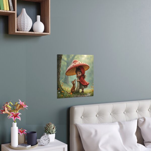 Whimsical Silk Poster Featuring Girl and Fox, Wall Art, Home Decor, Kid's Room, Gift, Nature, Fairy Tale - Image 2