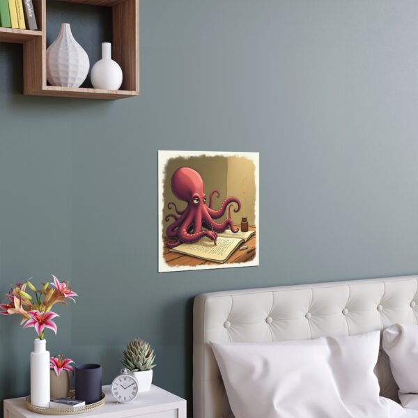 Whimsical Octopus Silk Poster, Ocean Decor, Playful Art Print, Unique Wall Art, Gift for Home Decor Lovers, Sea Creature Art - Image 2