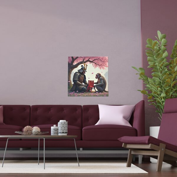 Samurai and Monkey Silk Poster, Unique Wall Art, Home Decor, Nature Lovers Gift, Japanese Aesthetic, Kids Room Decoration - Image 9