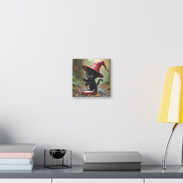 Whimsical Cat Witch Canvas Art Print, Spooky Decor for Halloween, Cute Cat Artwork, Gift for Cat Lovers, Enchanted Home Decor - Image 3