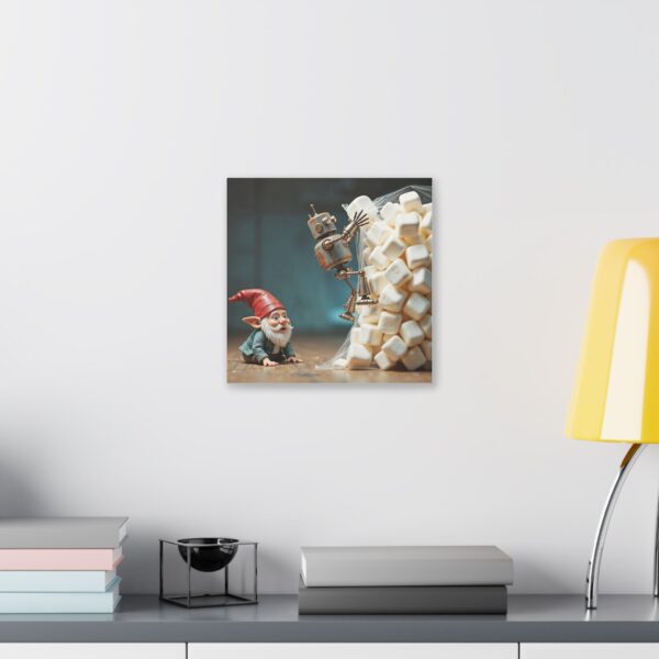 Whimsical Gnome Canvas Art - Fantasy Home Decor, Unique Gift for Gnome Lovers, Nursery Wall Decor, Robot & Gnome Artwork - Image 7