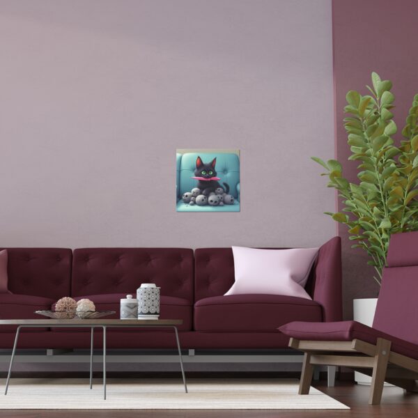 Whimsical Cat Silk Poster, Wall Art, Home Decor, Cat Lovers Gift, Playful Art for Living Room, Cat-Themed Decor - Image 3