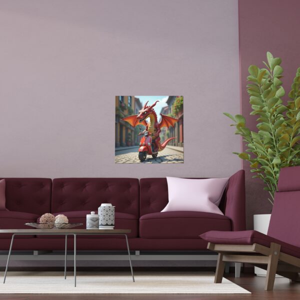 Silk Poster - a huge, majestic dragon awkwardly balancing on a tiny electric scooter - Image 9