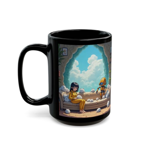 Mug - Asian Girl Pet-Sitting in Crystalline Geode Habitat Anime Digital Art Print - Image 7