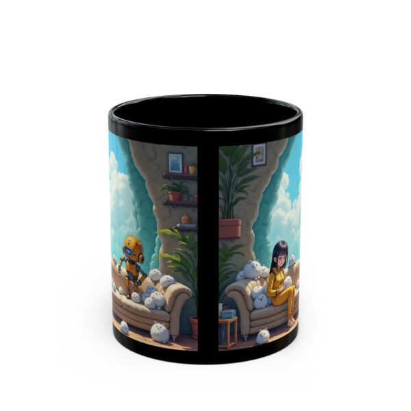 Mug - Asian Girl Pet-Sitting in Crystalline Geode Habitat Anime Digital Art Print - Image 2
